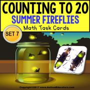 One To One Correspondence To 20 TASK CARDS Summer Fireflies "TASK BOX FILLER"